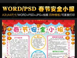 春节安全小报新年手抄报狗年电子小报模板图片下载