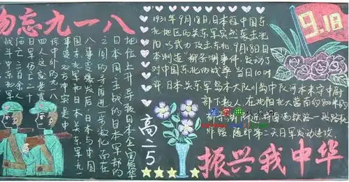 勿忘九一八振兴我中华黑板报设计勿忘九一八振兴我中华黑板报图片查字典板报网