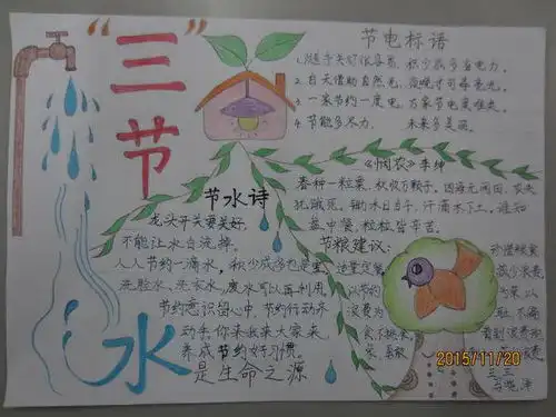 节水节粮节电的手抄报图片