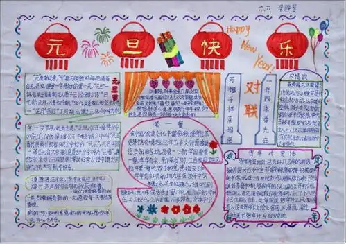 关于欢庆元旦的手抄报,图片