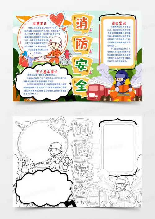 消防安全知识小报手抄报模版word模板下载熊猫办公