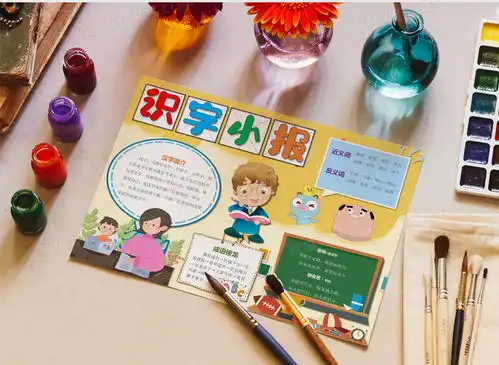 卡通识字小报手抄报电子小报word模板下载熊猫办公