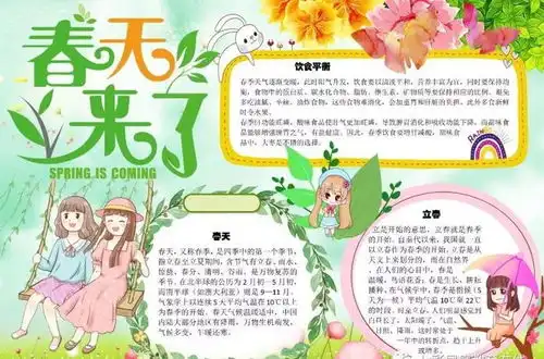 描写春天踏青出游的好句好段手抄报,孩子一定用得上
