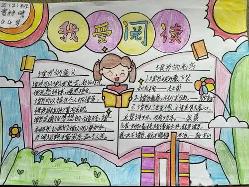 读书手抄报,书香伴我行记儒林一小三2班读书手抄报展示篇