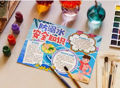 防溺水知识安全小报手抄报模版word模板下载安全熊猫办公