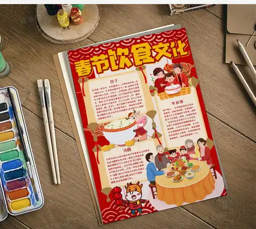 春节饮食文化竖版手抄报word模板下载春节