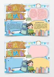 小清新卡通淡蓝色我读书我快乐阅读手抄报word模板下载熊猫办公