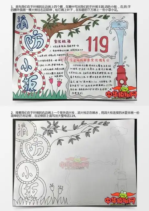 小学生消防安全手抄报图片,消防小报word模板下载jpg格式熊猫办公