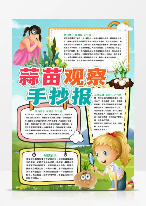 蒜苗成长观察记录手抄报word模板下载成长