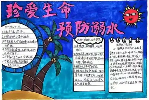 德岭山学校高年级学生缤纷暑假,安全不放假手抄报展评
