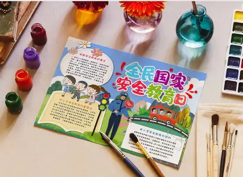 卡通小清新蓝色全国中小学生安全教育日交通安全手抄报word模板下载安全