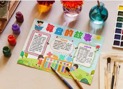 算盘的故事小报数学手抄报word模板下载熊猫办公