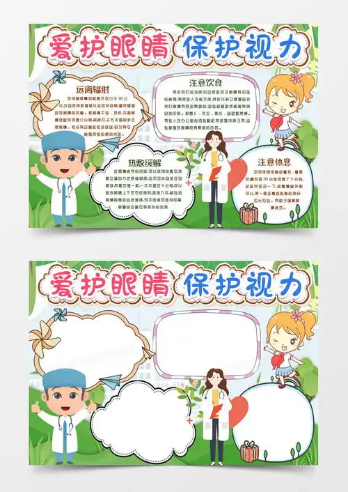 爱护眼睛保护视力小报手抄报模版word模板下载熊猫办公