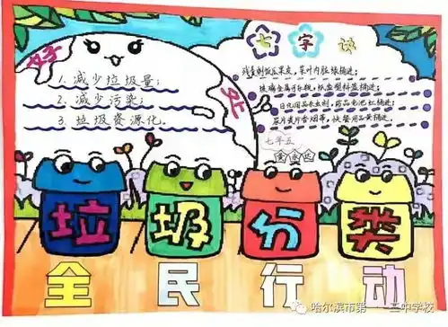 垃圾桶活了看看哈尔滨这所学校孩子画的手抄报真有特色