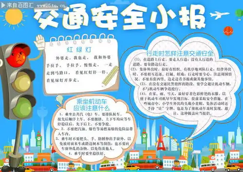 交通安全知识手绘手抄报图片素材