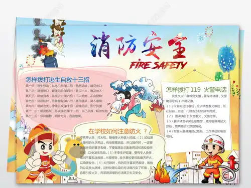 消防安全小报防火灾手抄报校园安全电子小报图片模板下载