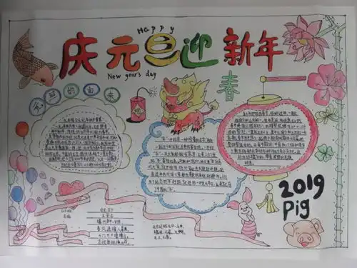 中心本部庆2019年元旦活动绘画手抄报系列