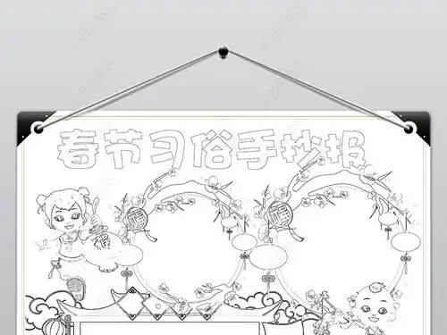 2019年春节民俗小报猪年新年习俗手抄小报素材图片模板下载