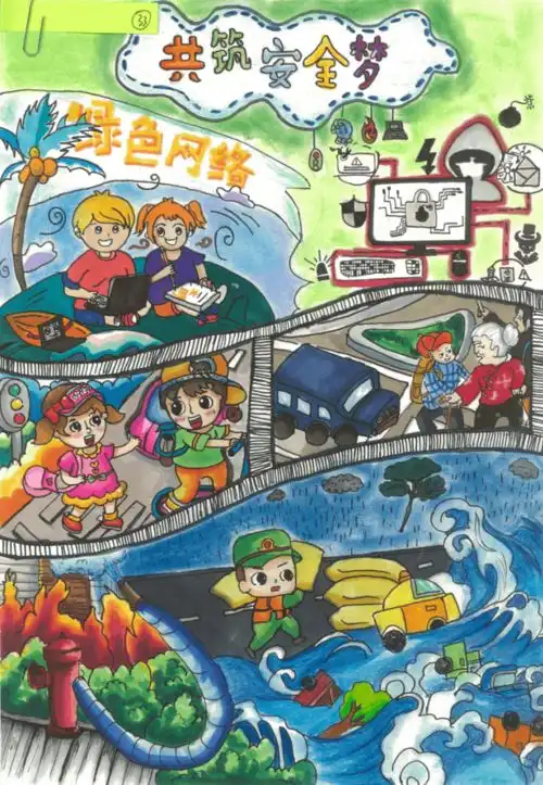 大手牵小手,共筑安全梦小学生防灾减灾优秀绘画作品选登