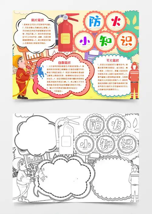 消防小知识小报手抄报模版word模板下载消防熊猫办公