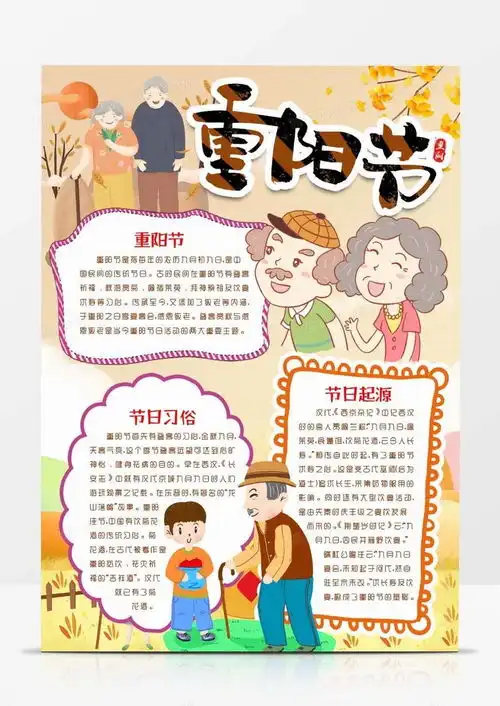 九九重阳节重阳敬老小报手抄报模版word模板下载重阳