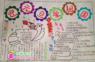 迎元旦爱祖国手抄报图