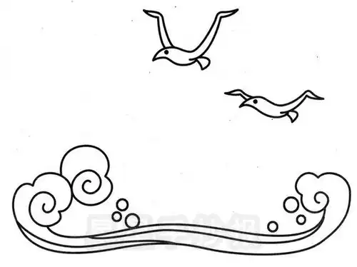美丽海浪简笔画