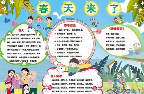 描写春天踏青出游的好句好段手抄报,孩子一定用得上