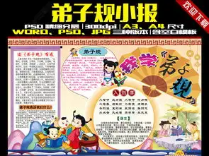 弟子规小报古诗小报国学教育手抄报读书小报图片模板下载