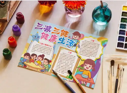 三减三健健康生活小报手抄报模版word模板下载小报