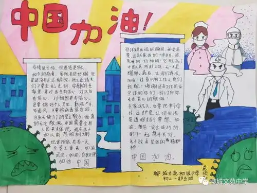 聊城文苑中学2018级校本部抗疫网络手抄报优秀作品展示